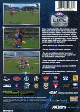 AFL Live Premiership Edition box cover back